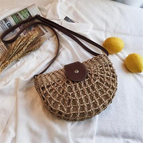 Handmade Crossbody Bag Lady Handbags Woven Bohemia Clutch 2021 New Summer Rattan Bags Women Saddle Straw Shoulder Bag