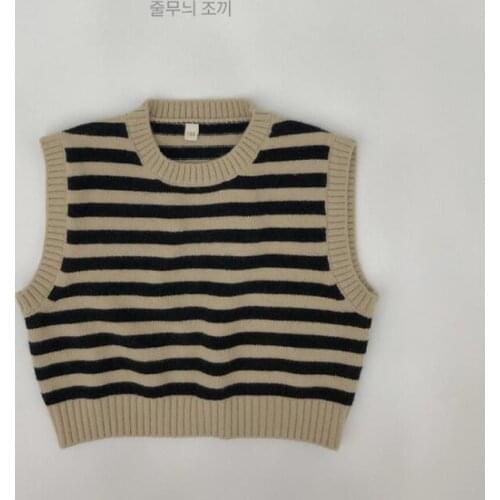 2021 New Arrival Girls Boys Knitted Striped Sweaters Autumn Fashion Kids Pullover Vest