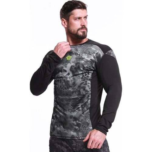 Outdoor Camouflage Long Sleeve T Shirts Men Breathable Fitness Tight Compression Army Hiking T-shirt Tactical Camping Shirt