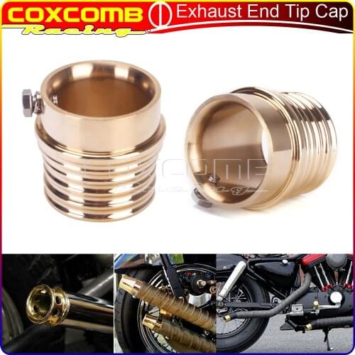 Motorcycle Exhaust Pipes Old School Brass Drilled Exhaust Tip For Harley Softail 883 Sportster Dyna Chopper Street Bob FXST FXBB