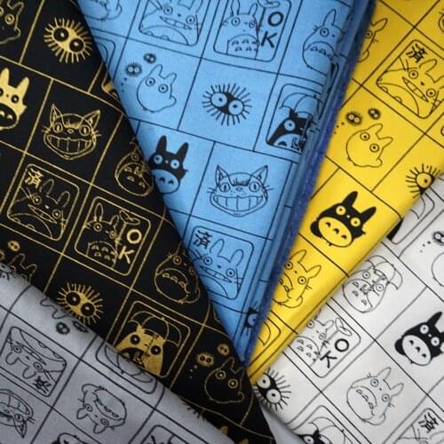 ZENGIA Japanese Totoro Handmade Patchwork Cotton Canvas Fabric Sewing Bag Pillow Diy Tablecloth Curtain Sofa 91cm*145cm