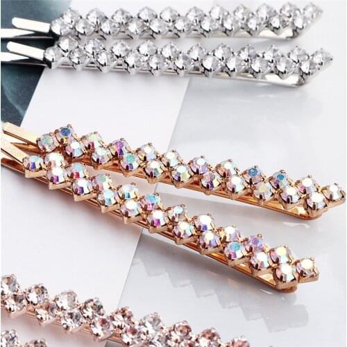 MISANANRYNE Shining Rhinestone Hair Clip for Women Elegant Korean Design Snap Barrette Stick Hairpin Hair Styling Accessories