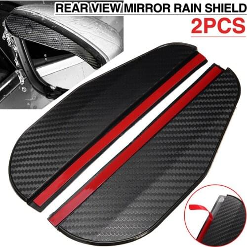 1Pair Carbon Fiber Style Black Car Door Side Rear View Wing Mirror Rain Visor Guard Weather Snow Shield Sun Shade Cover Rearview