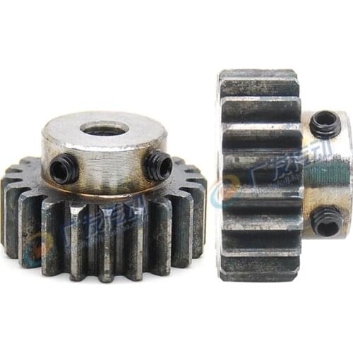 1PCS 1.5 Modulus 15/16/18 Teeth Spur Gear Motor Metal Convex Gear Wheel Top Screw Bore 5/6/6.35/7/8/10/12mm Carbon Steel