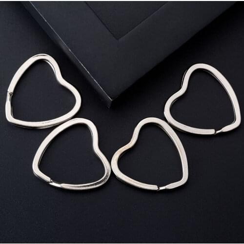 10PCS Heart Metal Key Holder Split Rings Keyring Keychain Hoop Loop DIY