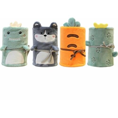 100*80cm Coral Fleece Blanket Cute Cartoon dinosaur Dog Cactus Decor Warm Blanket For Adult Children Autumn Winter Bedding Needs