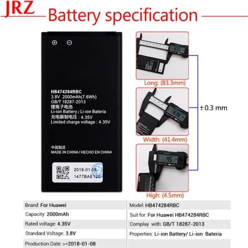 3.8V 2000mAh HB474284RBC battery For Huawei y5 y550 y560 y625 y635 g521 g620 c8816 Honor 3C lite Replacement Batteries Bateria