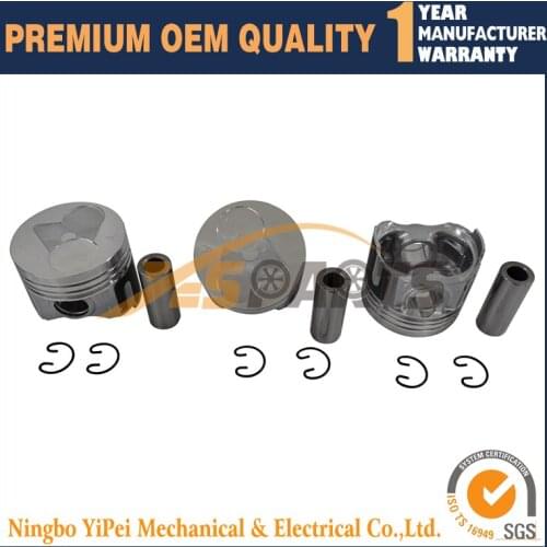 3 set Piston Kit STD For Kubota D782