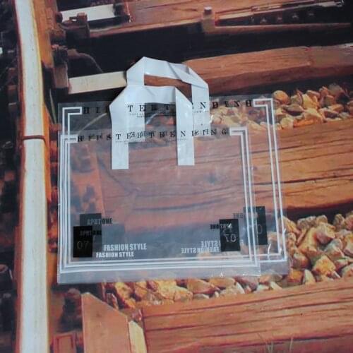 50pcs/lot High-grade Transparent Thick Plastic Carry Bag Plastic Shopping Bags With Handle Shopping Gift Packaging Bags
