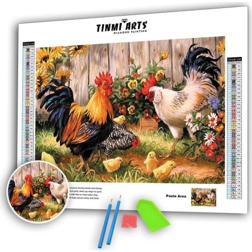 5D Diamond Painting Flower Full Round Kits DIY Chick Mosaic Cross Stitch Pattern Handmade Embroidery Animal Wall Decor