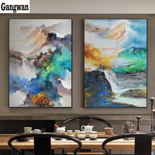 5D Diy Diamond mosaic abstract painting 3D Diamond Painting colorfull 2 pcs set full square Round Rhinestone Diamant embroidery