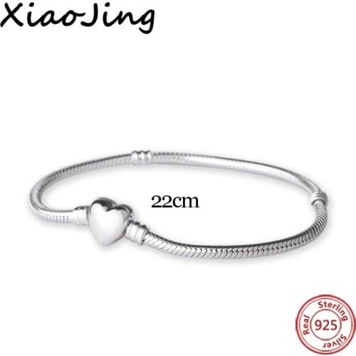 Xiaojing Luxury 100% 925 Sterling Silver Snake Chain Diy Charms Authentic Bracelet Fashion Jewelry Making for Women Gift 19cm