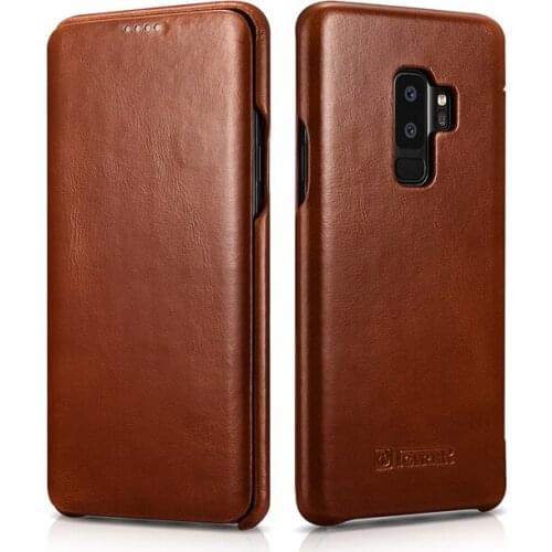 Case for Samsung S9 / S9 Plus Vintage Full Edge Closed Handmade Genuine Leather Business Flip Cover Case for Galaxy S9 / S9 Plus