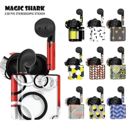 Fashion Geometric Cycle PVC Wrap Skin Film Vape Case Sticker Pod Case Cover for Huawei Freebuds 2/2 Pro Earphone
