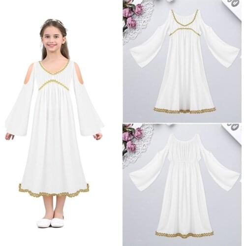 Kids Girls Children Greek Halloween Costume Dress Up Roleplay Fairy Party Carnival Halloween Dance Stage Performance Dresses