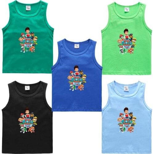 Paw Patrol Children Vest Version of Cotton Casual Bottoming Shirt Sweat-absorbent Candy Solid Color Childrens Sleeveless Shirt