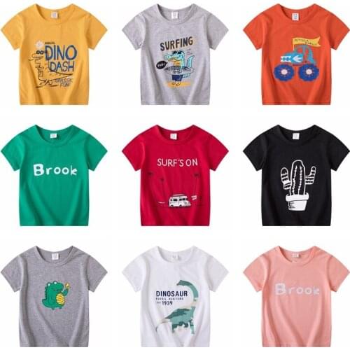 2021 Boys Girls T-Shirts Summer New Kids Short Tops Baby Shark Childrens Clothes Cartoon Printed Shirts Toddler Comfortable