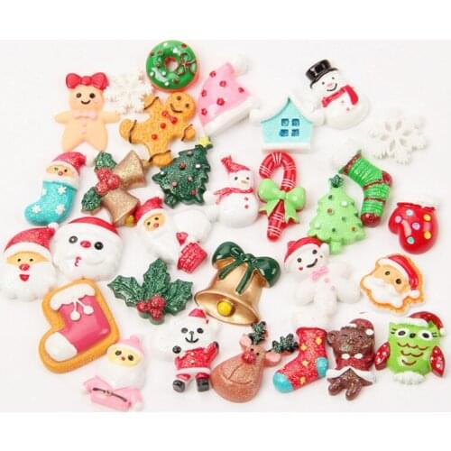 30/50Pcs Mixed Colorful Christmas Resin Lollipop Candy Cabochons DIY Crafts Mobile Phone Shell Materials Accessories