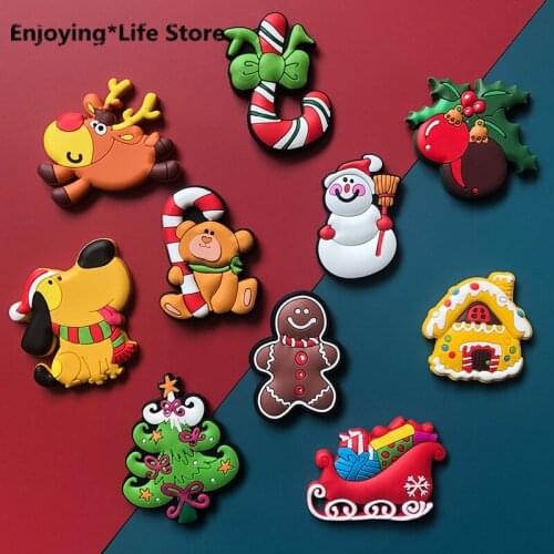 Set of Christmas Fridge Magnets Family Decoration Magnetic Stickers Cartoon Cute Creative Refrigerator Magnetic Stickers