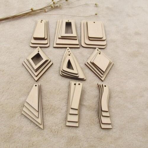 Unfinished Geometric Wooden Earrings Blank Plywood Pendants Dangle Earring Wood Charms For DIY Craft Jewelry Making