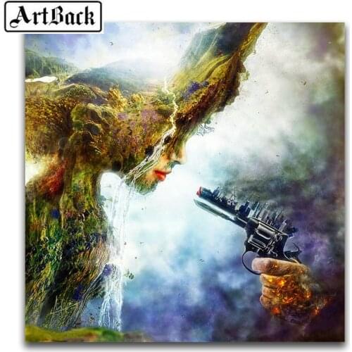 New 5D Diamond Painting Abstract Mountain Woman Full Square Drill Animal Diamond Embroidery 3D Rhinestone Mosaic Home Decor Art