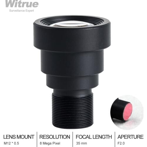 Witrue 4K Camera Lens 8 Megapixel M12 Fixed Lenses 35mm 1/1.8 inch with 650nm IR Filter for Action Cameras