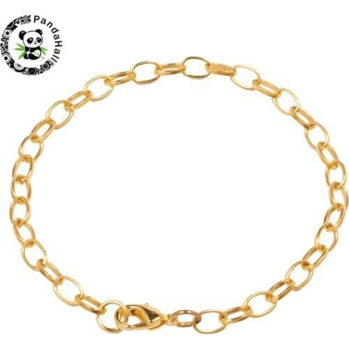 Wholesale 10pcs Metal Cross Chain Fashion Jewelry Findings for Bracelet Making DIY with Lobster Claw Clasps Golden Drop Shipping