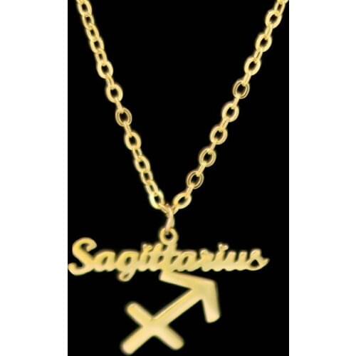 Letter Sagittarius Stainless Steel Zodiac Necklace Sign Constellation Signs Pendant Necklaces For Women 12 Constellation Jewelry