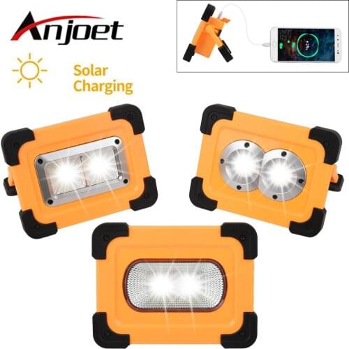 Anjoet COB USB+Solar Charging Portable Work Light Solar Camping Lamp With Magnet Led Flashlight For Outdoor Hiking Car Repair