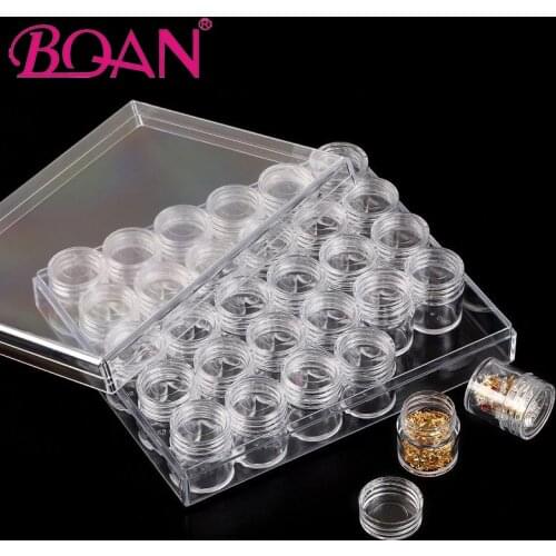 BQAN Plastic Empty Round Bottles with Transparent Case Container Nail Art Storage Box Organizer Holder Bead Jewelry Jars