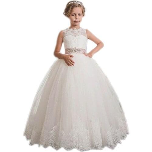 Ivory White Flower Girl Dresses for Wedding Ball Gown Lace Tulle First Communion Dresses For Girls