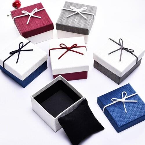 High Quality 6 Pack/Lot Creative Box Jewelry Ribbon Bow Bracelet Watches Kraft Paper 9x8.5x5.5 cm Gift Box Cases with Pollow