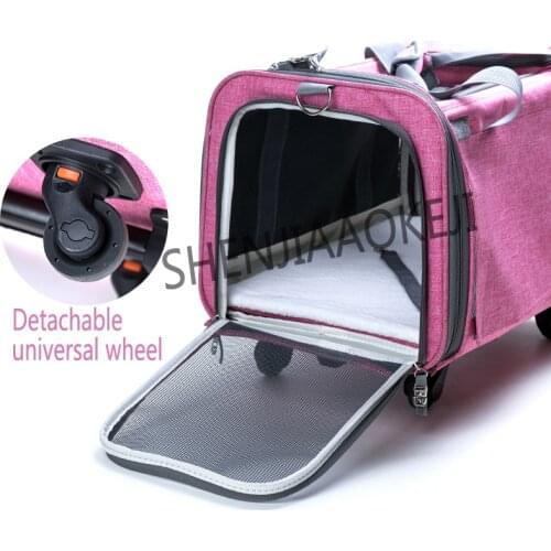 1pc Detachable pet trolley case Dog out bag Portable car portable cat bag Pet shoulder bag pets under 10kg