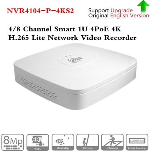 Dahua 4K POE NVR NVR4104-P-4KS2 with 4ch PoE h.265 Video Recorder Support ONVIF 2.4 SDK CGI White POE NVR for Brand CCTV System