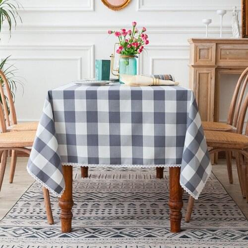 Tablecloth ins modern minimalist waterproof dining table coffee table cloth cotton linen cloth art small fresh plaid tablecloth