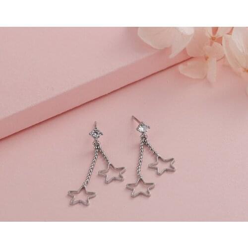 Modern Jewelry Fashion Star Earrings Popular Design High Quality Shiny Zircon Silvery Plating Drop Earrings For Women Gifts