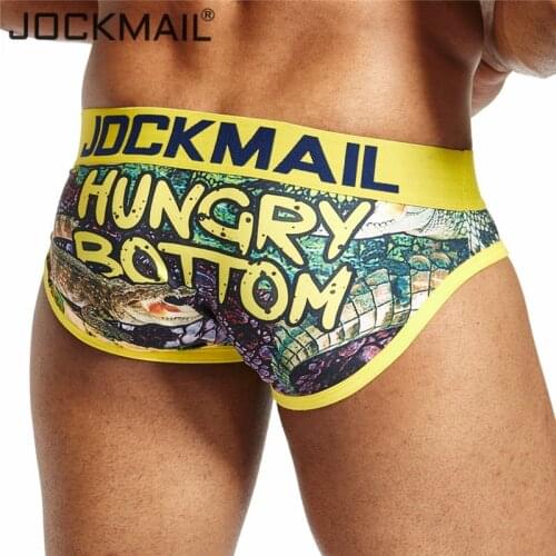 JOCKMAIL Brand sexy underwear men briefs Cuecas sissy playful printed Gay Underwear calzoncillos hombre slips Male Panties Hot