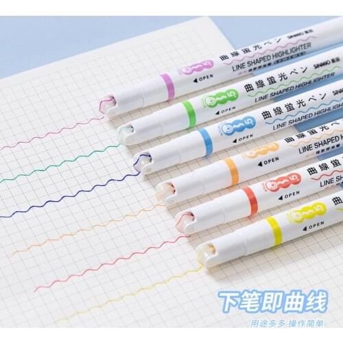 Creative Color 0.5mm Line Gel Pen Automatic Drawing Curve Student Reading Marker DIY Diary Journal Stationery Art Supplies