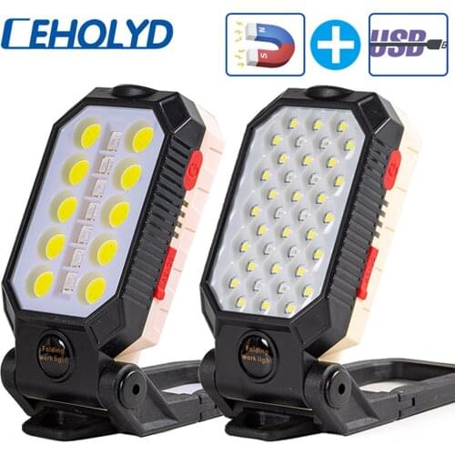 USB Rechargeable COB Camping Light Portable LED Flashlight Adjustable Waterproof Fishlight Lantern Magnet Design Power Display