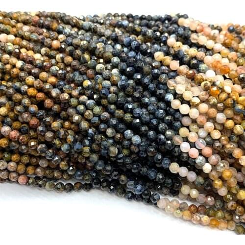Veemake Pietersite DIY Necklace Bracelets Earrings Natural Charm Gemstone Crystal Faceted Round Beads For Jewelry Making 06583