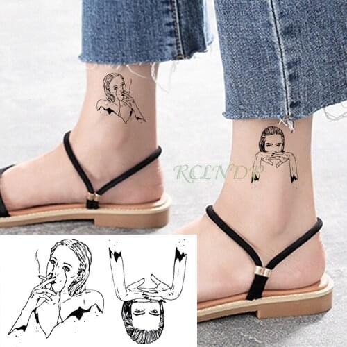 Waterproof Temporary Tattoo Sticker Sexy Girl Fake Tatto Cool Smoking lady Flash Tatoo Shoulder Wrist belly Foot For Men Women