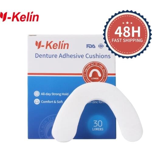 Y-Kelin Denture Adhesive Cushion (Lower) 30 Counts Soft Comfort Strip Pads Strong Hold