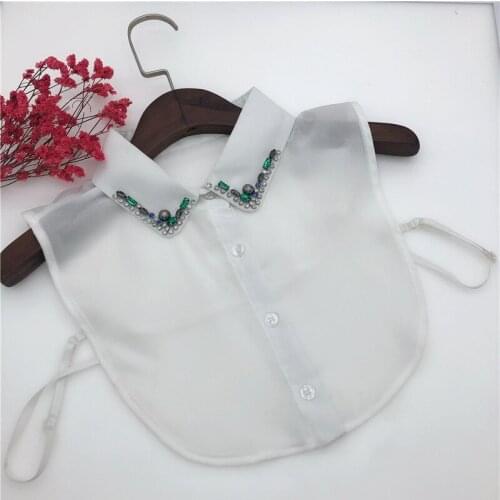 Women Detachable Collars Handmade Beading Lapel Fake Collar Half Shirt Blouse Tops Female False Collar Necklace Nep Kraagie
