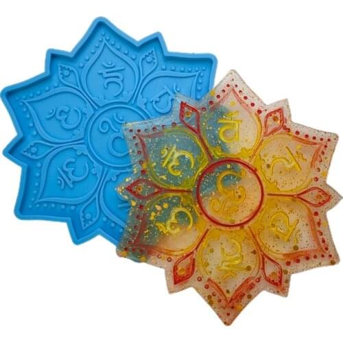 1 Pc Mantra Symbol Coaster Epoxy Resin Mold Cup Mat Pad Silicone Mould DIY Crafts Placemat Home Decoration Casting Tools