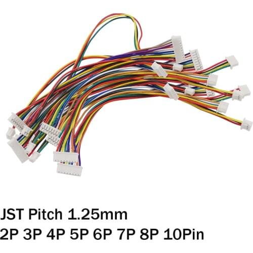 10Pcs Pitch 1.25mm 2P 3P 4P 5P 6Pin Double Female Plug Electronic Wire Connectors Micro JST 1.25mm Wire Cable Connector