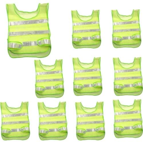 10pcs Outdoor Reflective High Visibility Safety Vests Construction Safety Vest