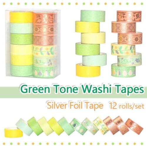 12Rolls/Set Washi Tape Paper Sticker DIY Scrapbooking Adhesive Masking Tape Decorative Sticky Gifts Washi Tapes Office Supplies