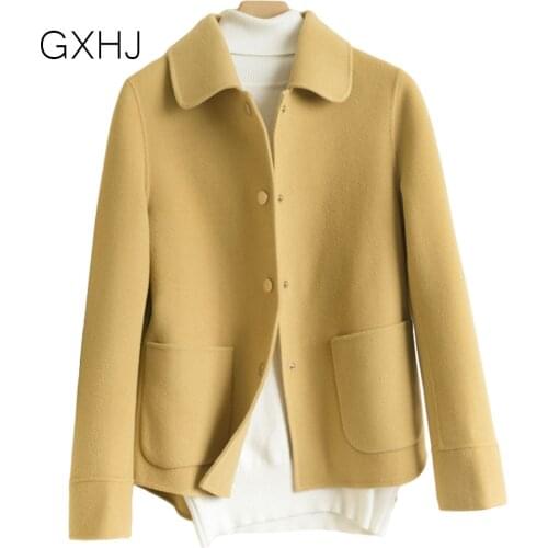2021 Winter Spring Women Wool Formal Jackets Outerwear ladies cashmere top plus size Two-Sided 100% Wool Woolen Coat LHJ326