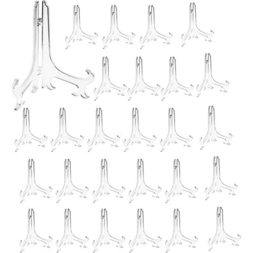 3 inch Clear Plastic Stand Cookie Holder Display Stand Place Card Holder Display Easels at Weddings, Birthday Party(24 pack)