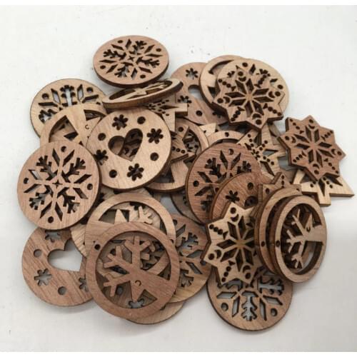 50pcs Round Shape Wooden Pieces Blank Wood Slices To Paint for DIY Art Craft Scrapbooking Embellishments 30mm (Mixed Pattern)